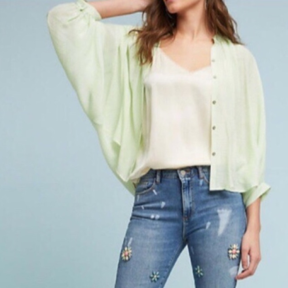 Anthropologie Maeve Brynna Button down in Lime Green